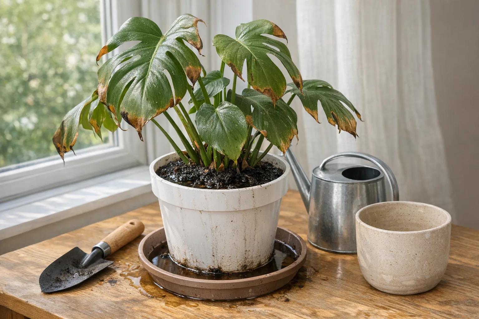 Jak uratować przelaną monsterę i suche końcówki liści